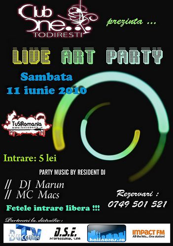 Live Art Party în Club One din Todiresti